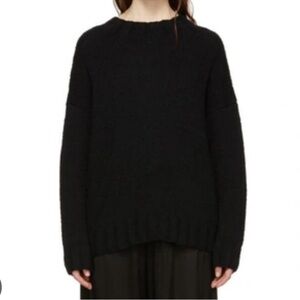 LAUREN MANOOGIAN Black Wide Crewneck Cotton Knit Sweater